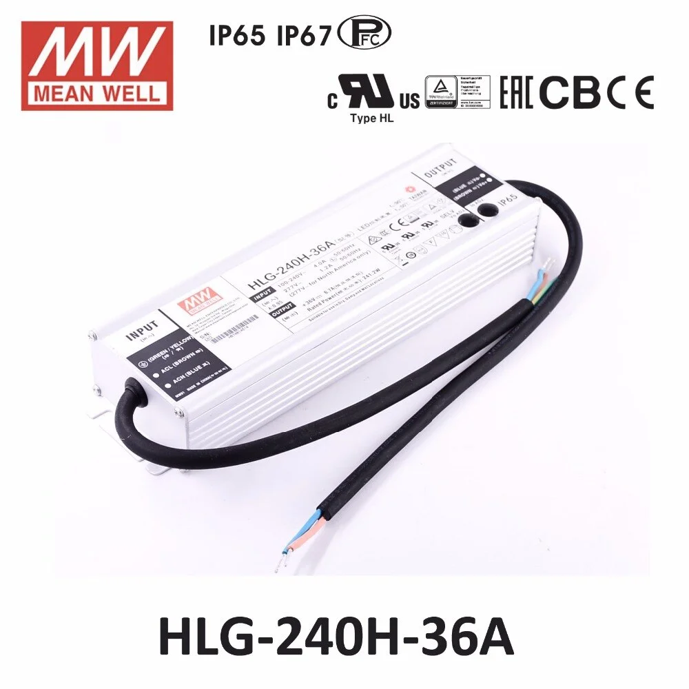 Mean Well, HLG-240H-36A LED-Netzteil, LED-Trafo Konstantspannung, Konstantstrom 241W 6.7A 36 V/DC