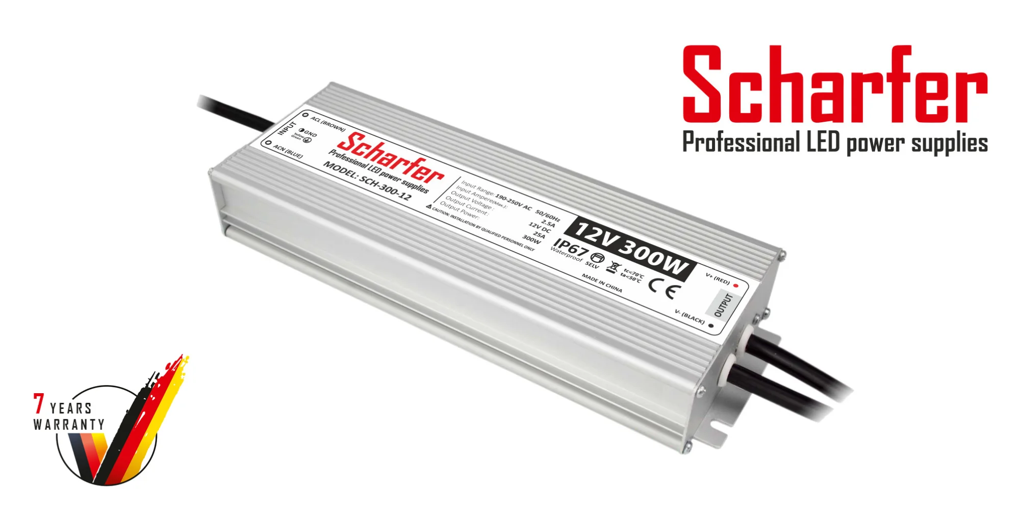 Scharfer, SCH-300-12 LED-Netzteil 300W 25A IP67 kompakt wasserdicht
