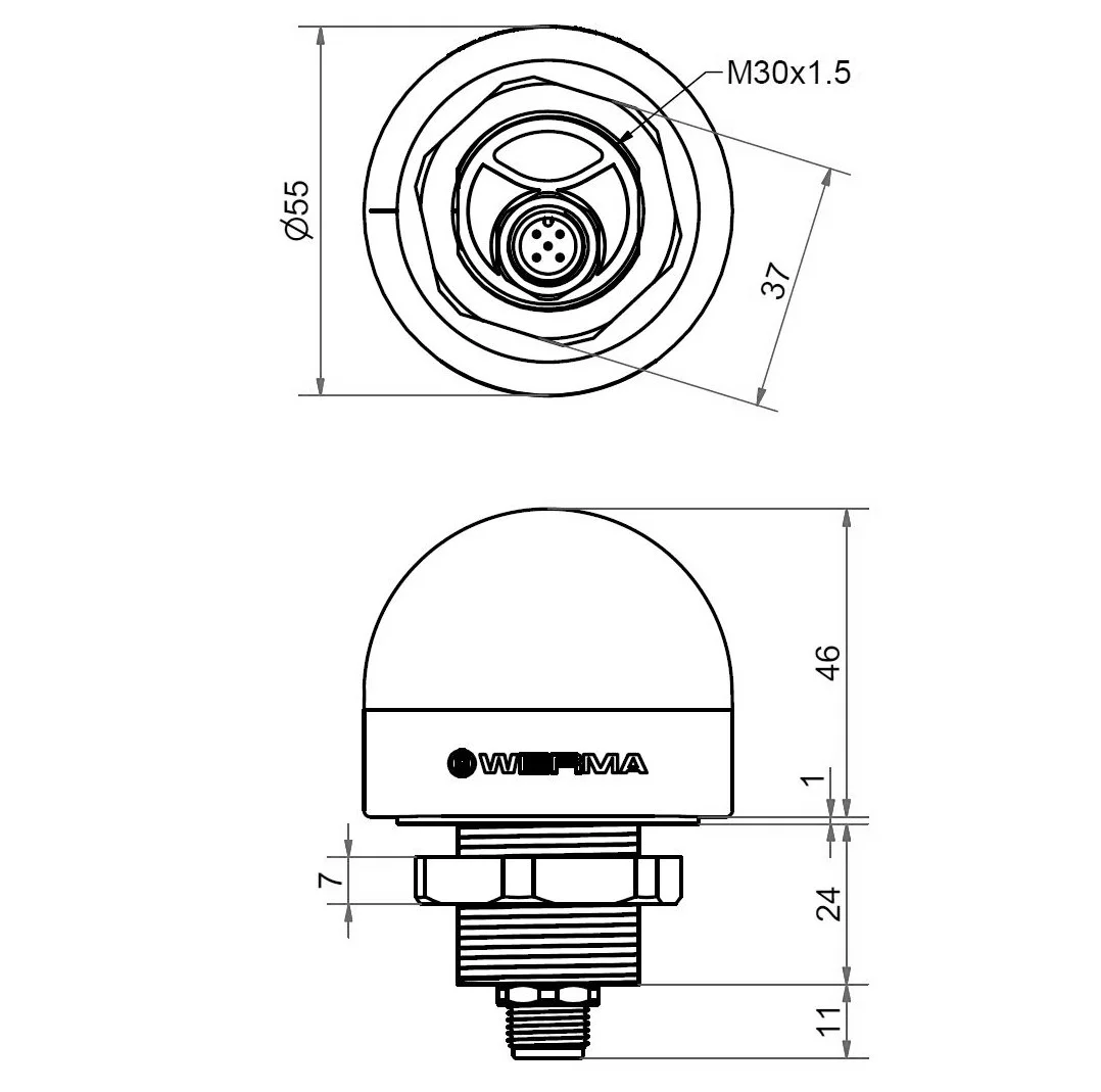 WERMA MC55 UL Einbauleuchte 24V RGY M12