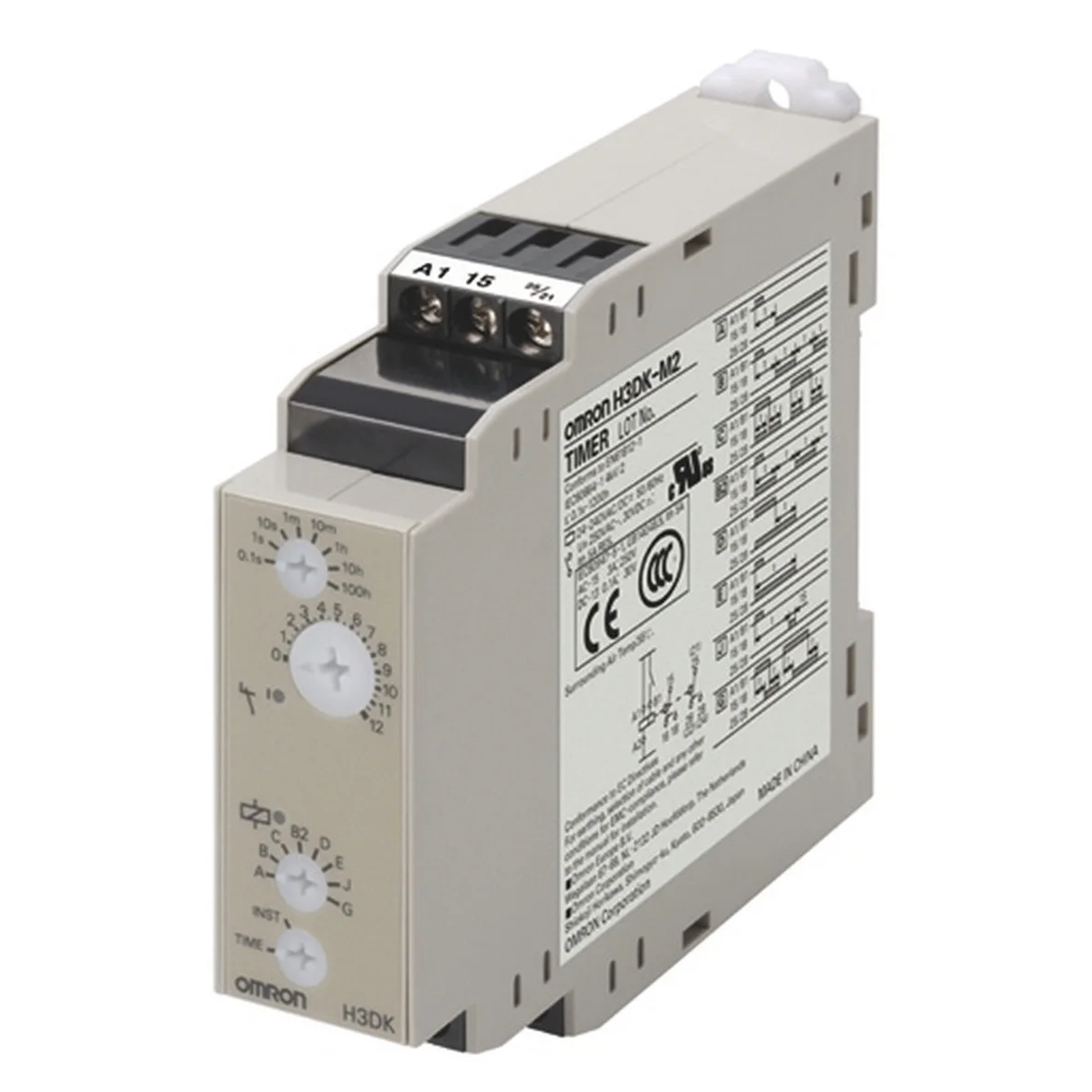 8 Zeitfunktionen, 0,1s..1200h, 2 W (1 W + 1 Sofortkontakt) /5A, Starteingang, 24 bis 240 VAC/VDC