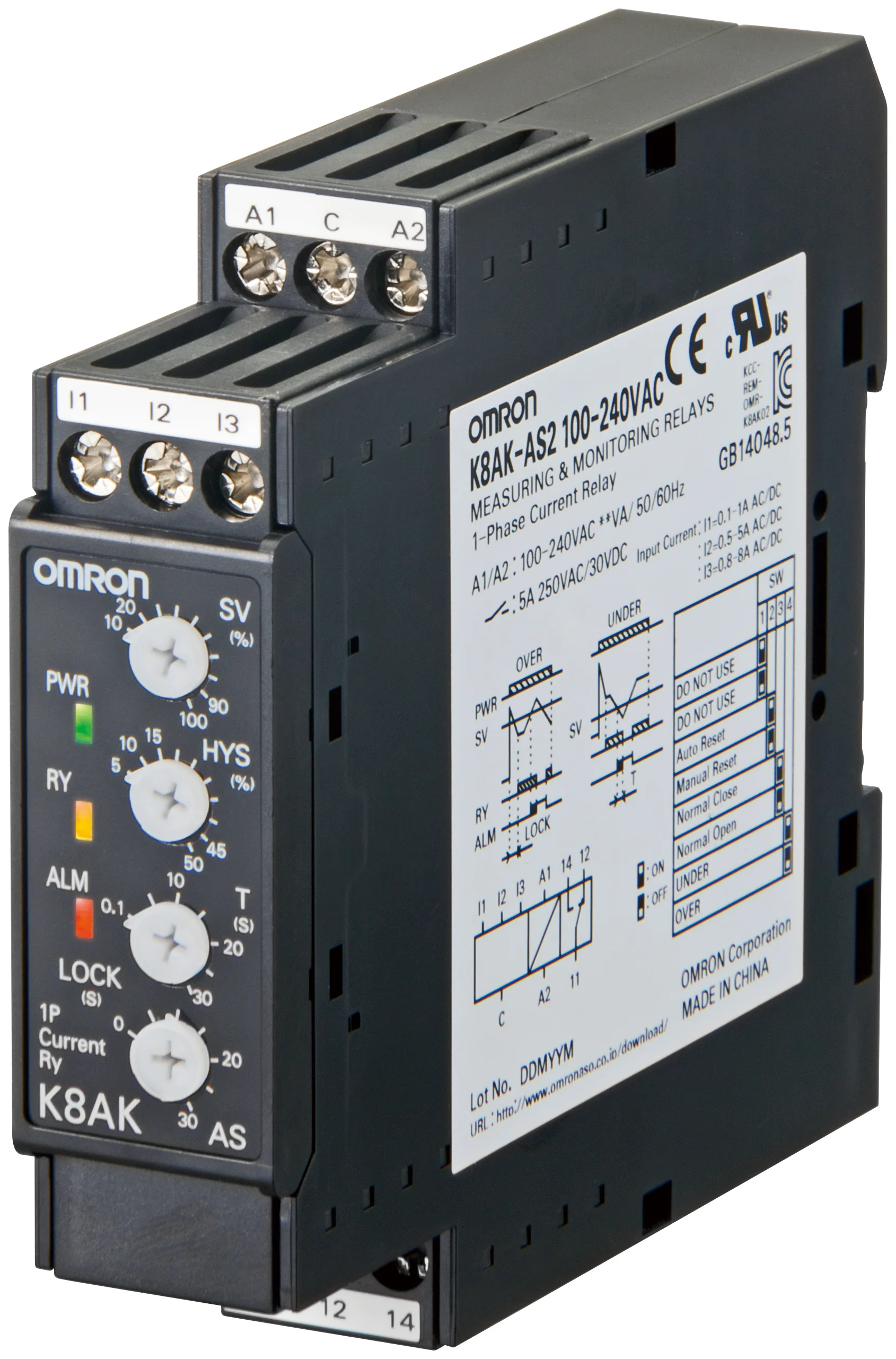 1-Ph.-Stromüberwachung, Über-/ Unterstrom, bis 500 mA AC/DC