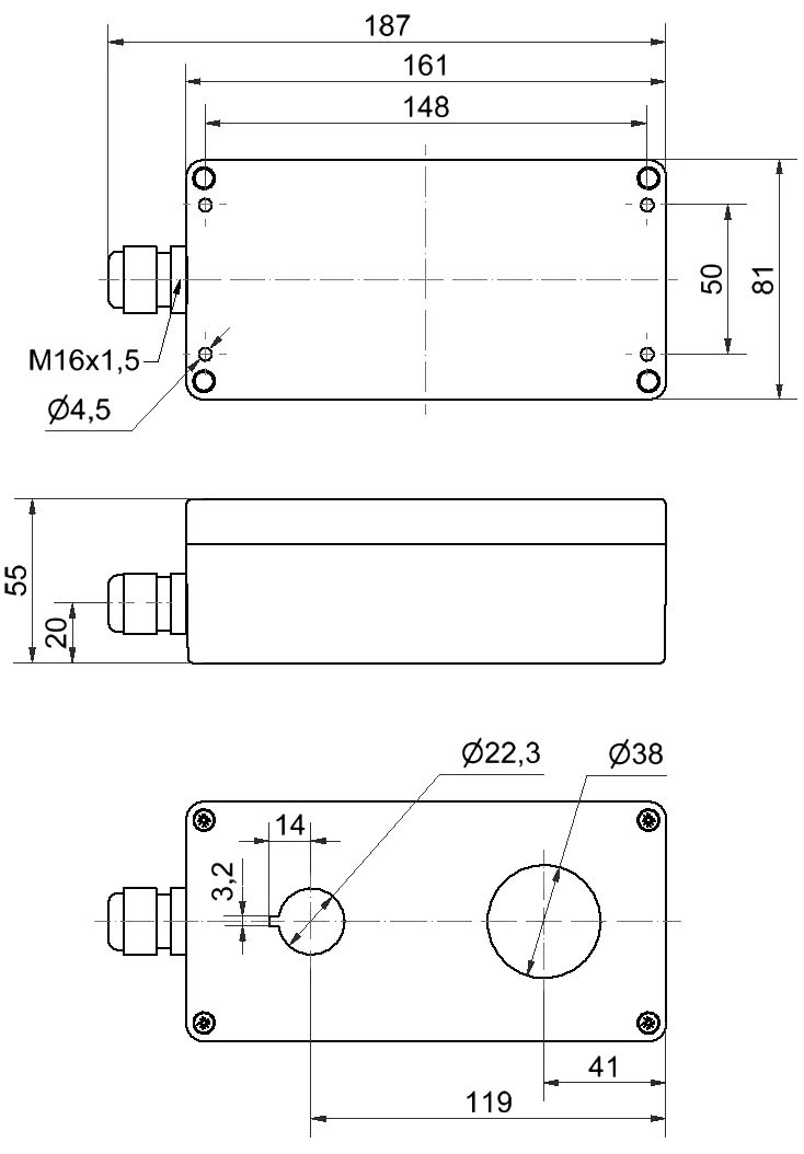 WERMA Aufbaugehäuse 2-fach GY