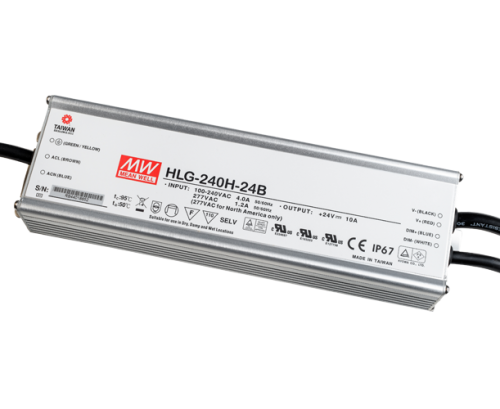 Mean Well, HLG-240H-24B LED-Netzteil, LED-Trafo Konstantspannung, Konstantstrom 240W 10A 12 - 24 V/D