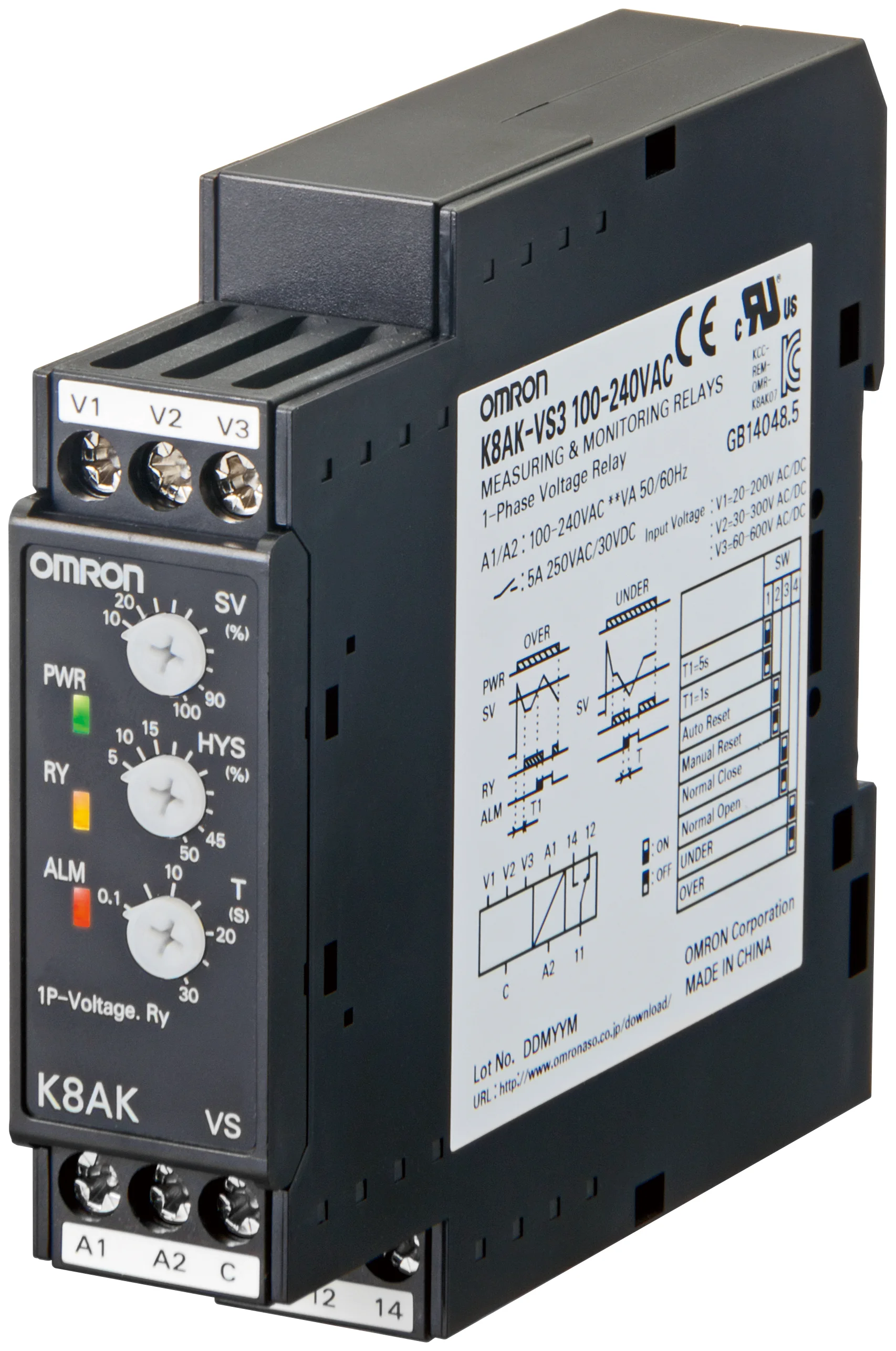 1-Ph.-Spannungsüberwachung: Über- oder Unterspannung bis 150 VAC/DC