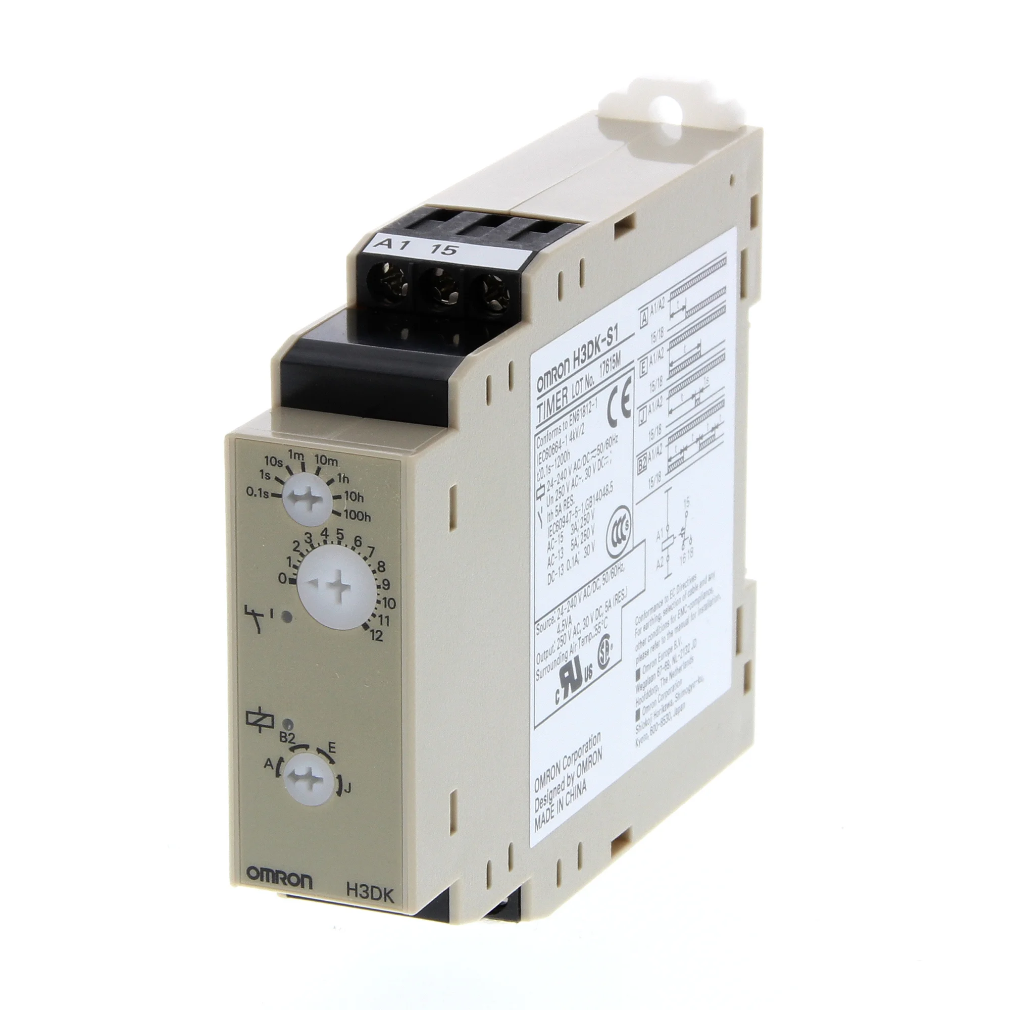 4 Zeitfunktionen, 0,1s..1200h, 1 W, 5 A, 12 VDC