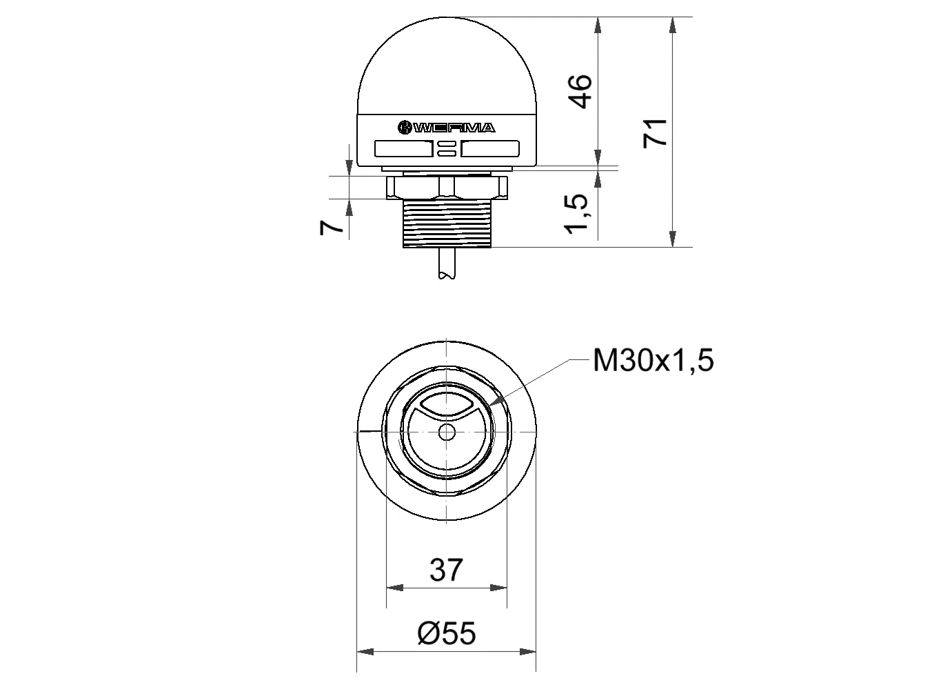 WERMA MC55 RGY Summer M12-Stecker 24VDC