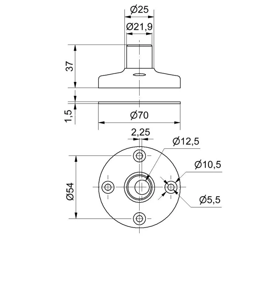 WERMA Fuß für Rohr D25mm, Kunststoff BK