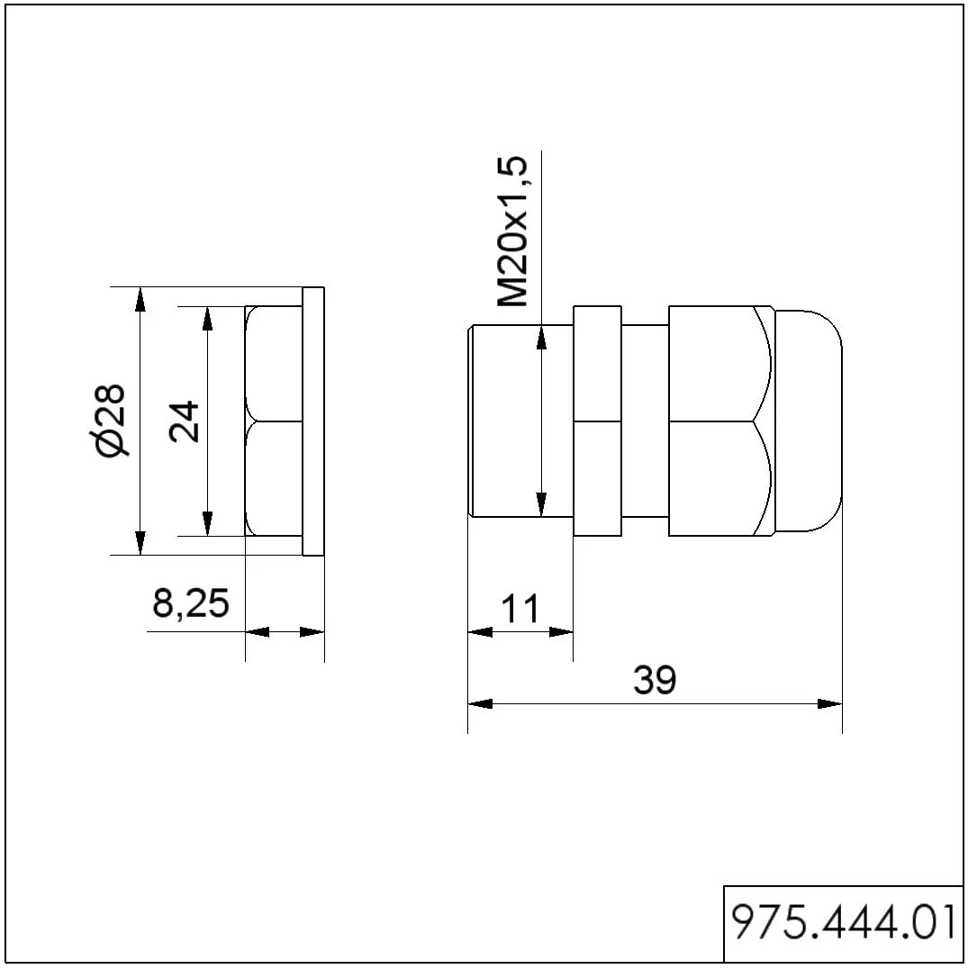 WERMA Kabelverschr. M20x1,5 mit Mutter
