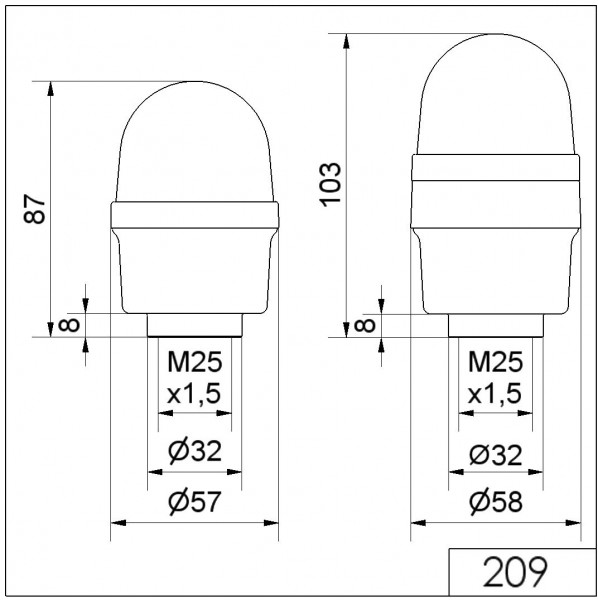 WERMA LED-Dauerleuchte RM 115VAC YE