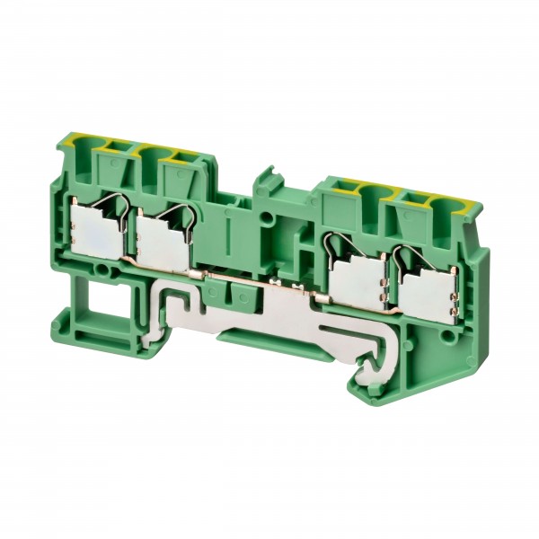 Mehrfachleiter-Erdungs-DIN-Schienen-Anschlussblock mit 4 Push-In-Anschlüssen plus für Montage auf TS
