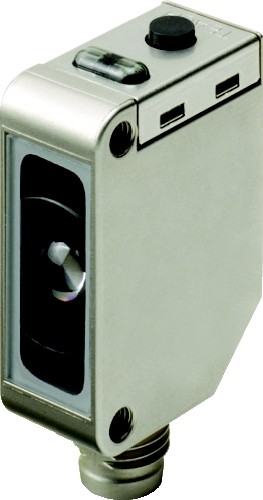 Optischer Sensor, Markenleser, weiße LED, Metallgehäuse, IP69K, 12mm, 50µs, NPN-Ausgang, M8 Stecker