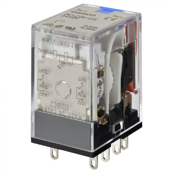 Relais, Plug-in, 8-polig, DPDT, 7 A, mechanische und LED-Anzeigen, verriegelbarer Testdrucktaster, 1