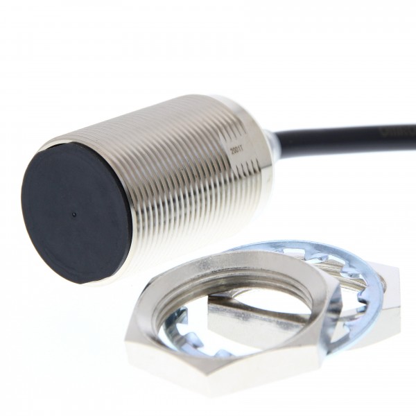 Proximity sensor, inductive, nickel-brass, short body, M30, shielded, 22 mm, DC, 3-wire, NPN NC, 2 m