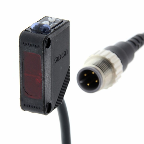 Optischer Sensor, Reflexionslichttaster, 0-100 mm, IR 860nm, DC, 3-adrig, PNP, 0,3m Kabel mit M12 St