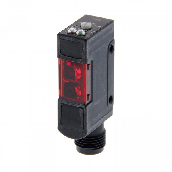 Fotoelektrischer Sensor, diffus, 100 mm, DC, 3-adrig, NPN, vertikal, M12-Plug-in
